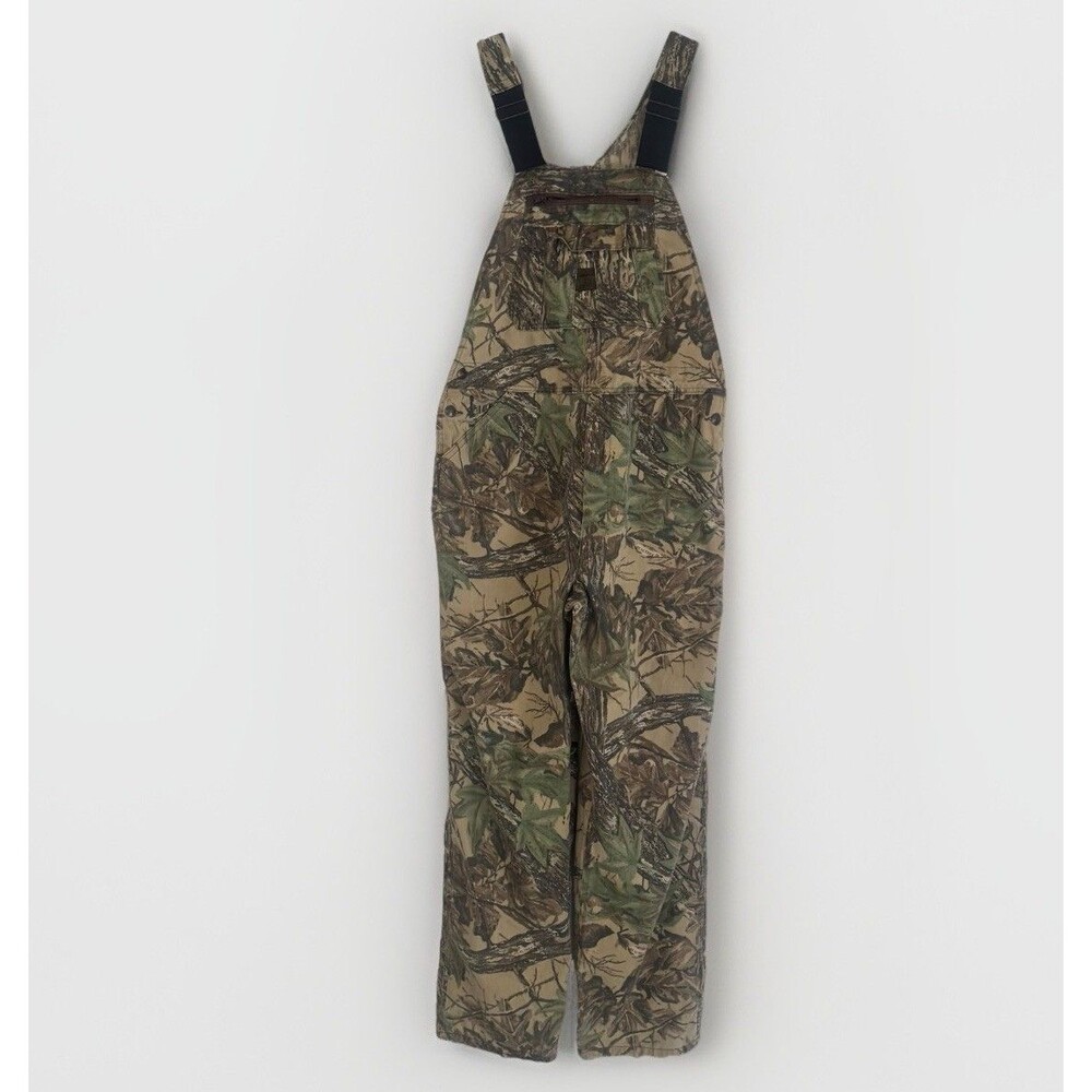 Vtg Liberty Made In USA Overalls Camo Hardwoods RealTree Hunting Bib Men 40 Reg